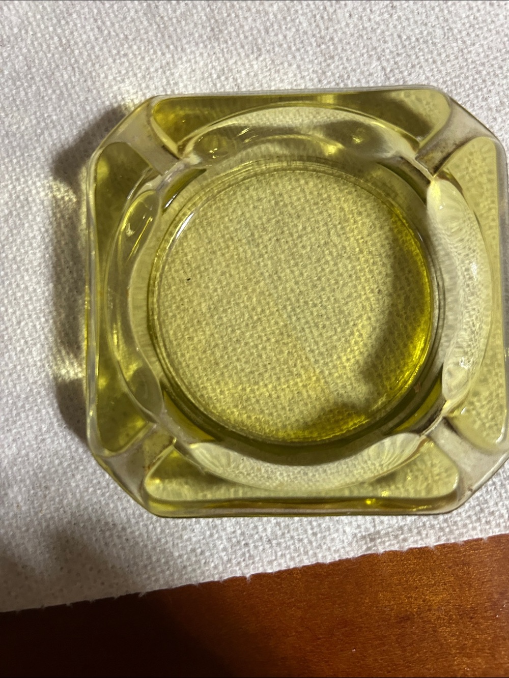 Yellow /ambler square 1960-1970 Glass Ashtray